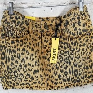 Rue 21 Denim Skirt Leopard Print mini
